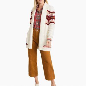 Marine Layer Brooklyn Shawl Collar Cardigan Womens XS Cream Red Indie Cozy